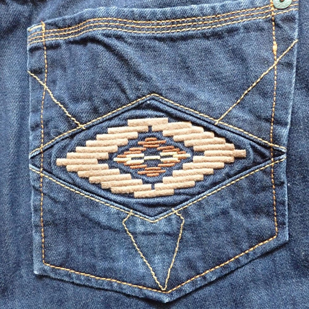 MARC ECKO Men's 40W/31L  JEANS/standard fit/Skull Indian chief/dark blue denim. - Picture 7 of 9